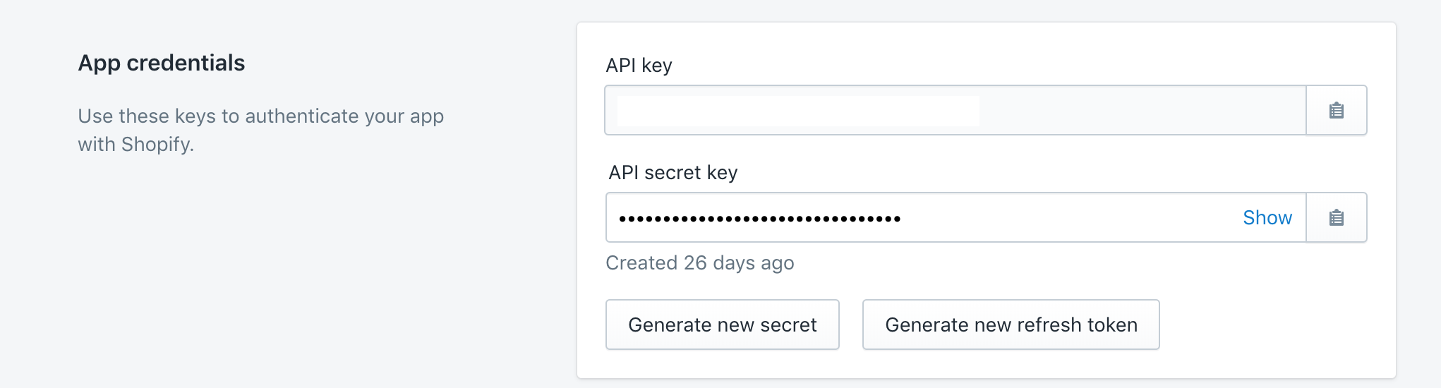 Shopify App Keys